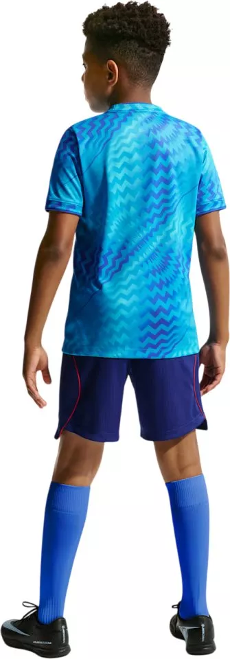 Mérkőzés előtti rövid ujjú focipóló nagyobb gyerekeknek Nike Dri-FIT Horvátország 2026
