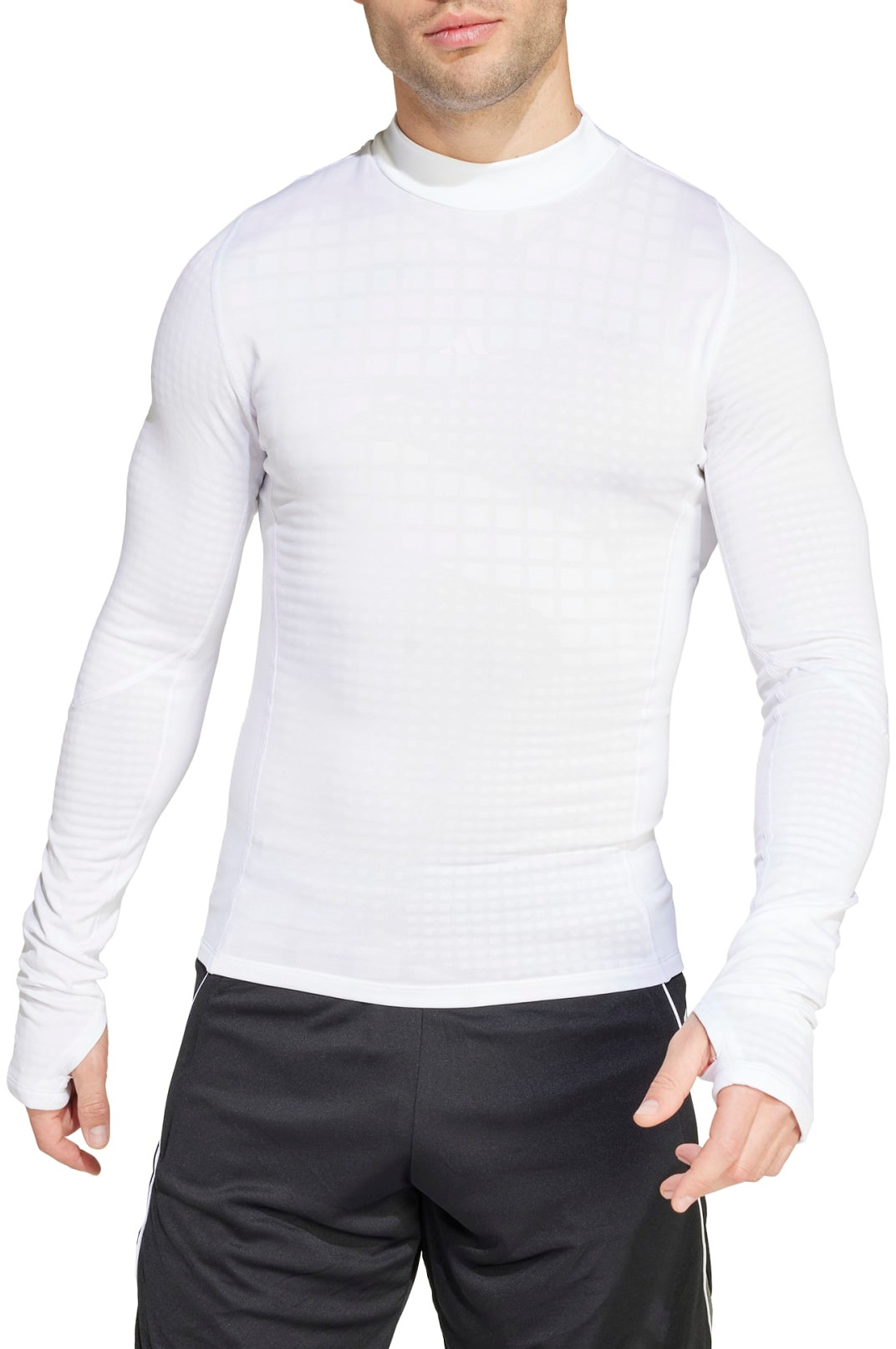 ★adidas★ 3S Turtleneck Long Sleeve Tee White CLOTHING - Adicolor 3-Stripes Turtleneck Long Sleeve Tee