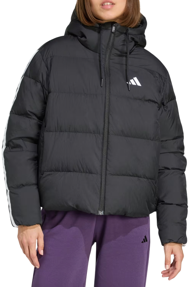 Essentials Climawarm 3 Stripes Puffer Down Hooded Women