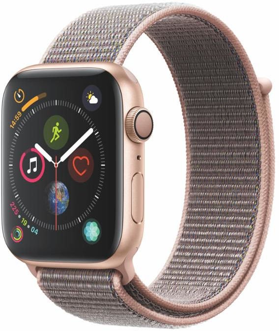 Hodinky Apple Watch Series 4 GPS, 44mm Gold Aluminium Case with Pink Sand Sport Loop