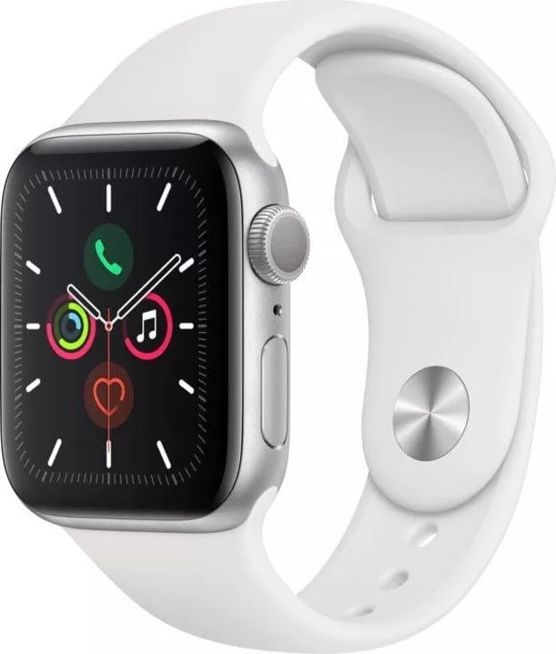 Ceas Apple Watch Series 5 GPS, 40mm Silver Aluminium Case with White Sport Band