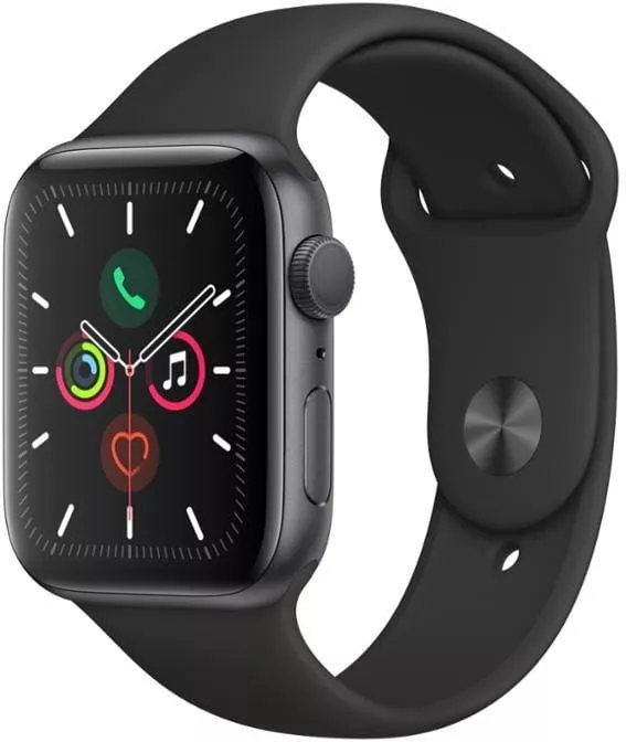 Apple Watch Series 5 GPS, 44mm Space Grey Aluminium Case with Black Sport Band