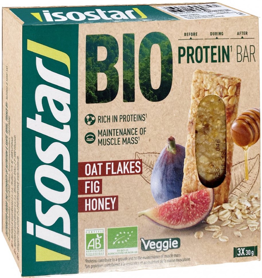 Bio proteinska ploščica Isostar 3x30g figa/med