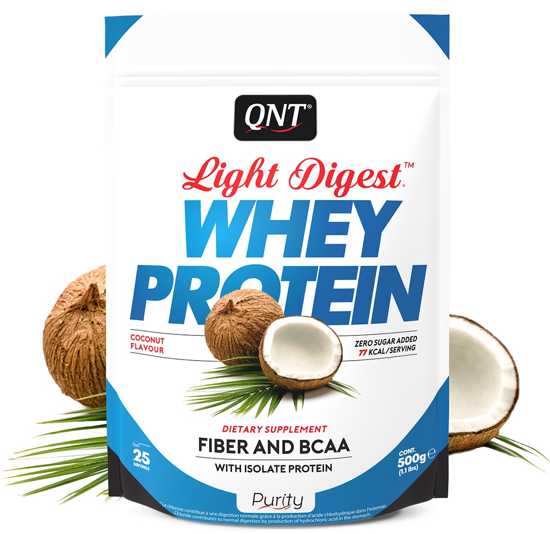 Proteínové prášky QNT LIGHT DIGEST Whey Protein Příchuť Kokos - 500 g