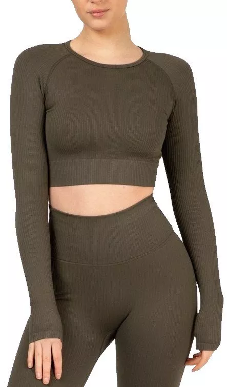 Tee-shirt à manches longues FAMME Ribbed Seamless Crop LS