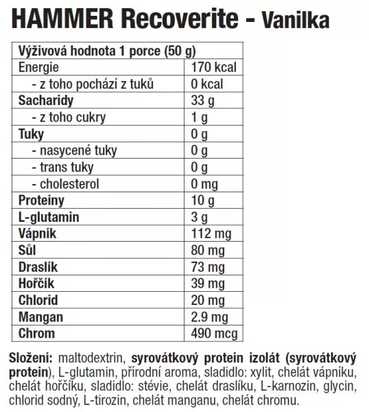 Protein Hammer Nutrition Recoverite vanilka 1600g