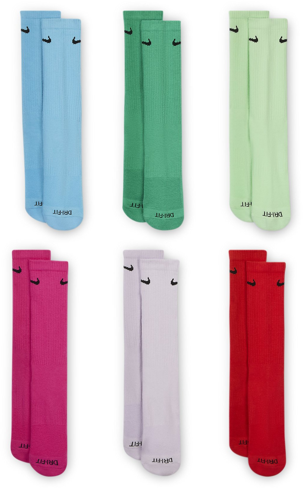 【Nike】Everyday Plus Cushioned Training Crew Socks 6 Pairs Nike Everyday Plus Cushioned Training Crew Socks 6-pack