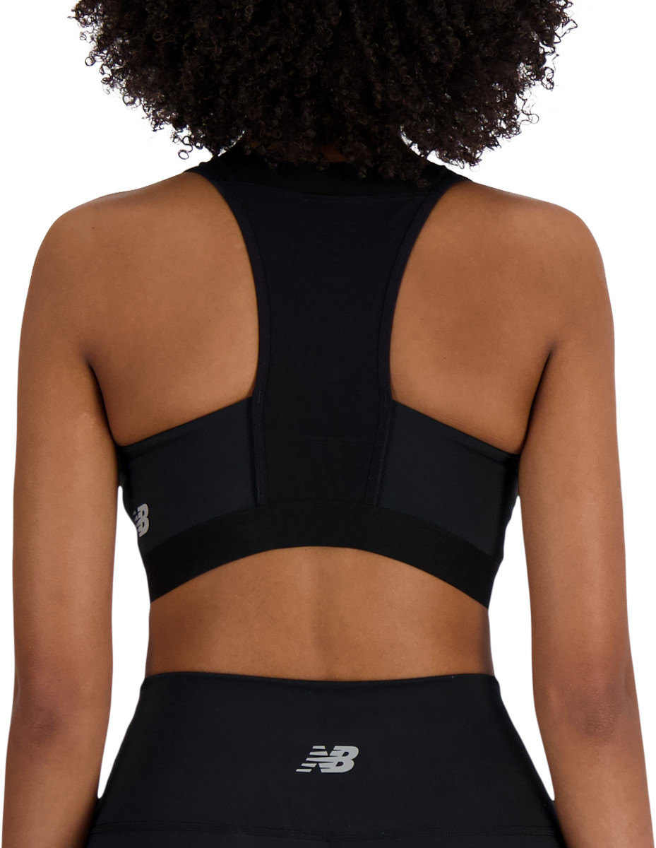 Women's NB Sleek Medium Support Pocket Zip Front Bra Apparel - New Balance